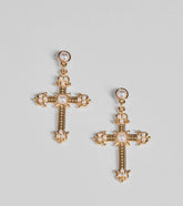 Blessed All Day Faux Pearl Cross Earrings
