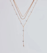 Glam Moment Rhinestone and Faux Pearl Lariat Necklace Set