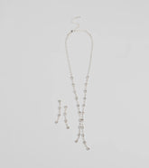 Glam Shine Rhinestone Lariat Necklace Set