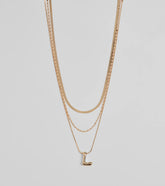 L Initial Layered Bubble Necklace