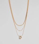D Initial Layered Bubble Necklace
