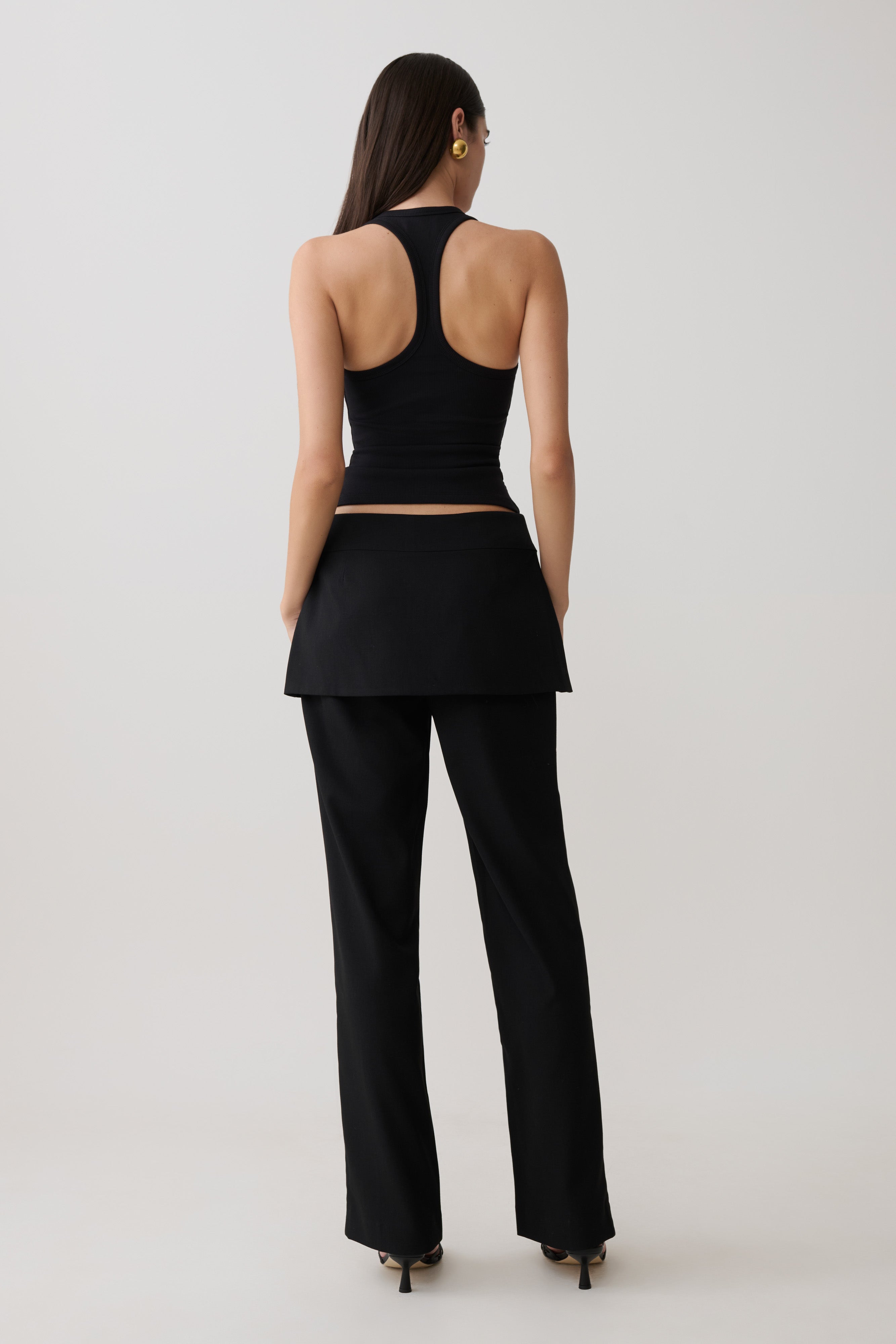 Actress Ribbed Tank - Black