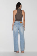 Nikki Lurex Top With Hardware - Gunmetal